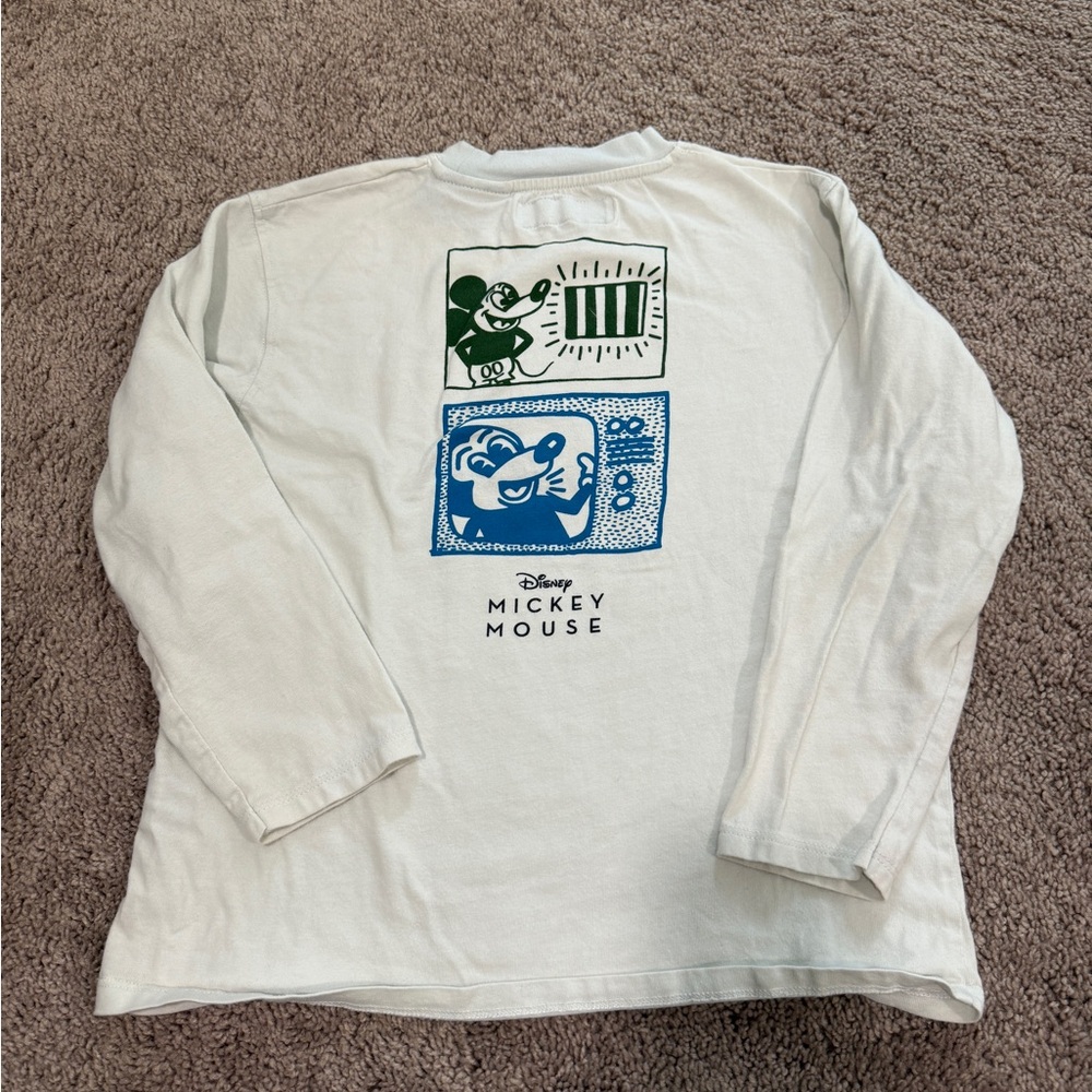 Zara Kids Keith Harring x Mickey Mouse Disney White Long Sleeve Tee shirt